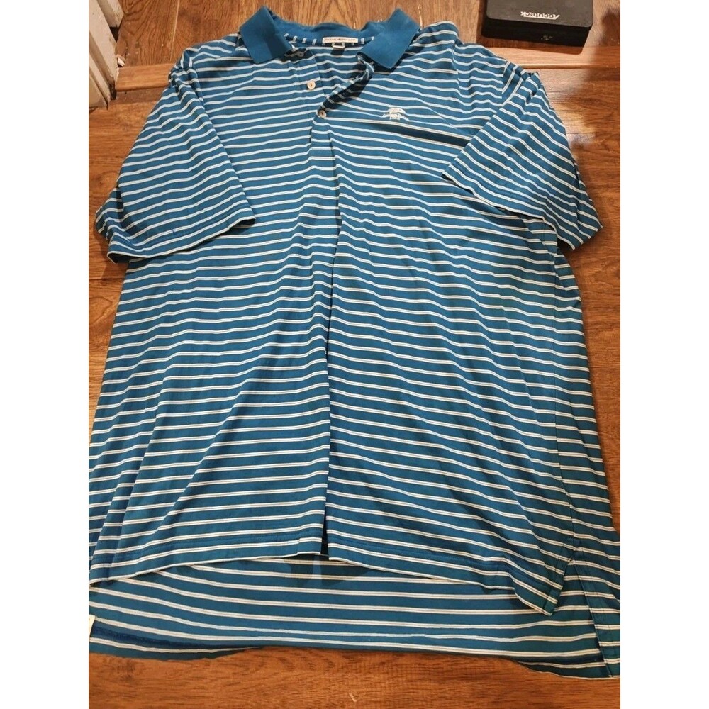 VTG Peter Millar Cypress Point Club Polo Shirt Blue Striped Men's XL Cotton
